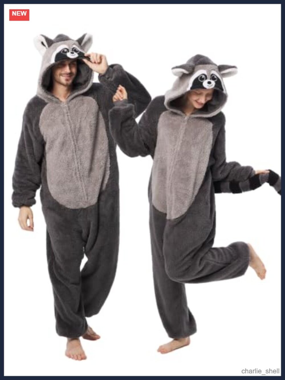 Adult Raccoon Onesie Plush Sherpa One-Piece Pajamas Halloween Costume